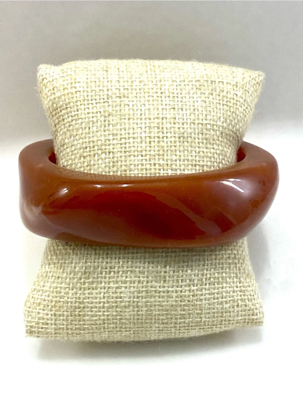 Sculpted Bangle Bracelet in Warm Amber Brown